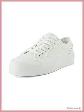 Canvas Platform Sneakers Lace Up Memory Foam Casual Shoes